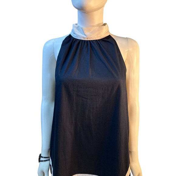 Christian Lacroix Navy & White Halter Neck Dress Back Tie Detail Size S NWT - Picture 3 of 8